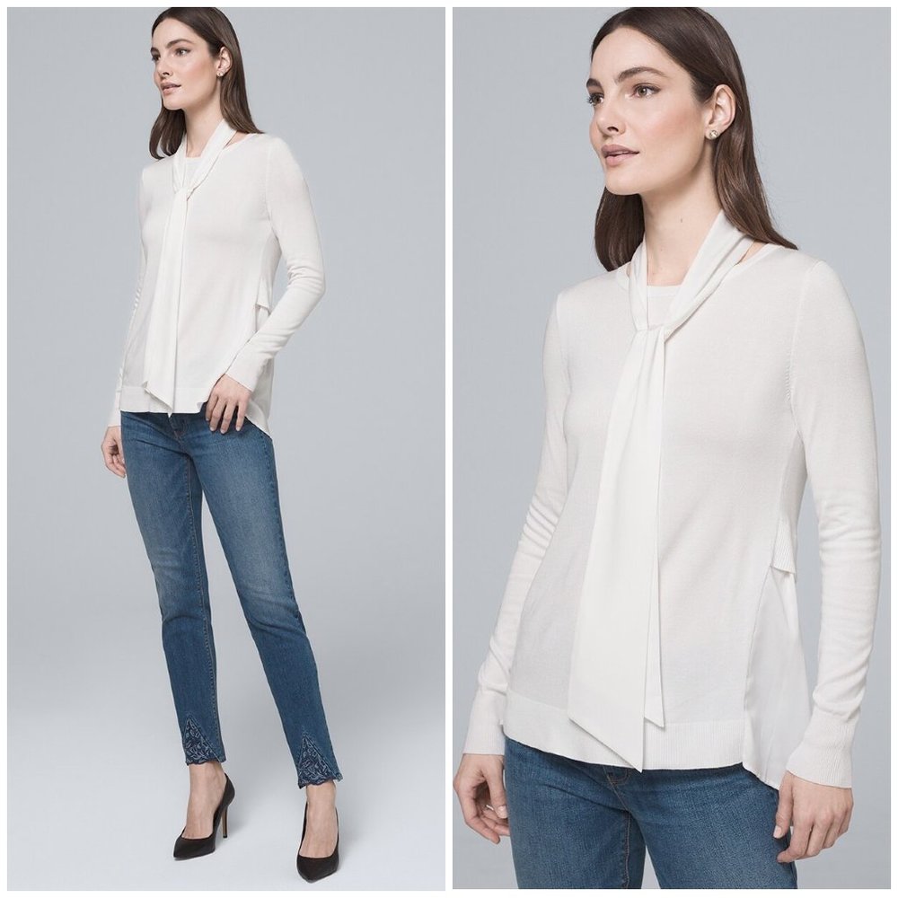 NWT White House Black Market Pleated-Back Sweater